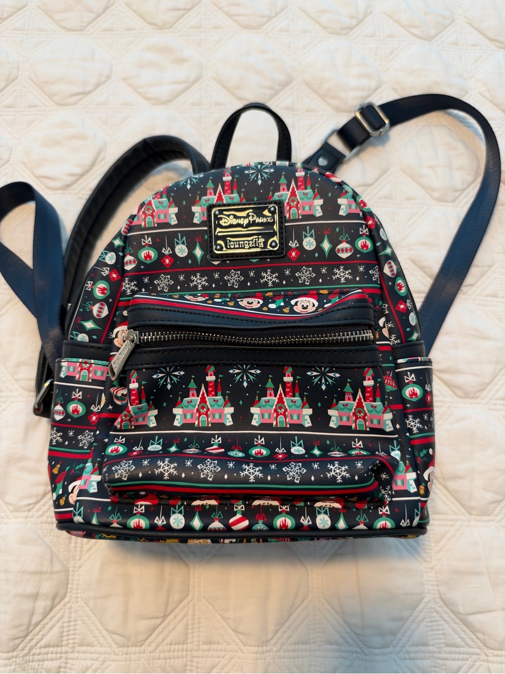 Disney Parks Loungefly Mini Backpack Christmas Castle Holiday Ornament Print